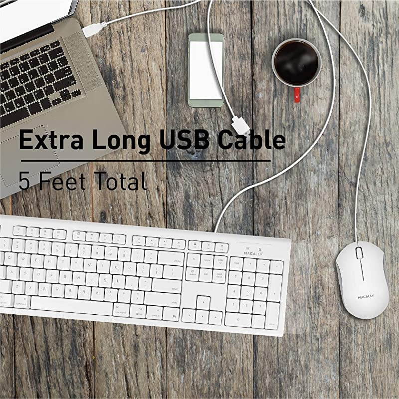 Full Size USB Wired Keyboard Mouse Combo for Mac Mini Pro iMac Desktop Computer MacBook Pro Air Laptops Mac Compatible Apple Shortcuts Extended with Number Keypad Rubber Dome Keycaps