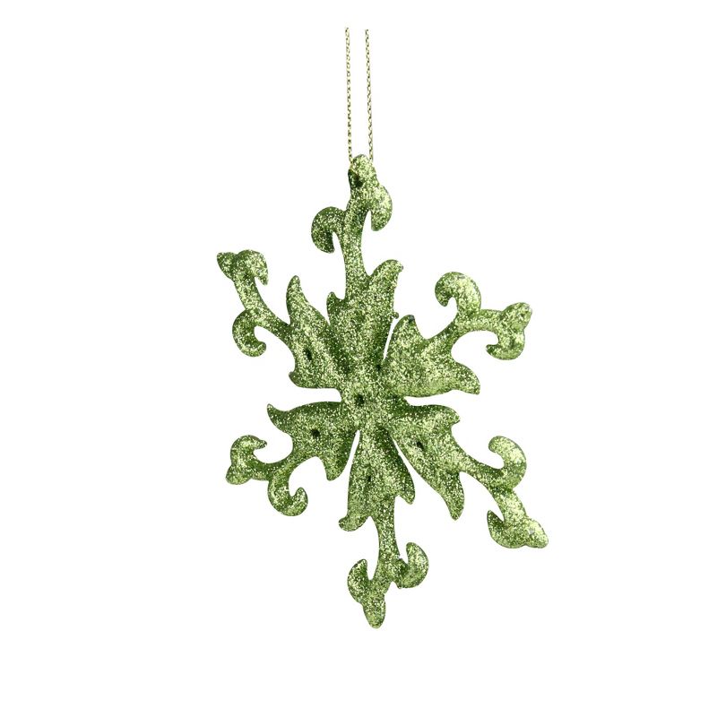 Lynn Roberts 4.75" Glittered Snowflake Christmas Ornament - Kiwi Green