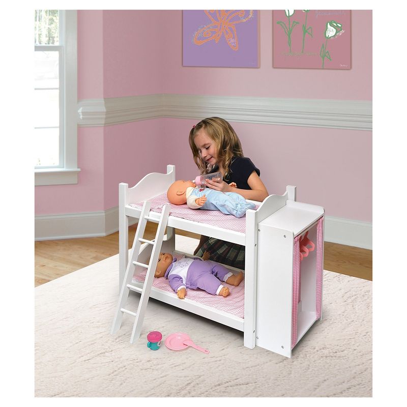 Badger Basket Doll Bunk Beds with Ladder and Storage Armoire