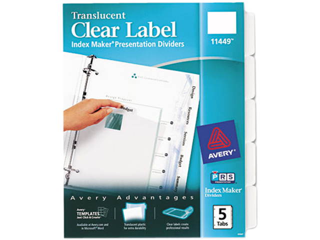 Avery 11109 WorkSaver Big Tab Reinforced Dividers, Multicolor Tabs, 5-Tab, Letter, Buff