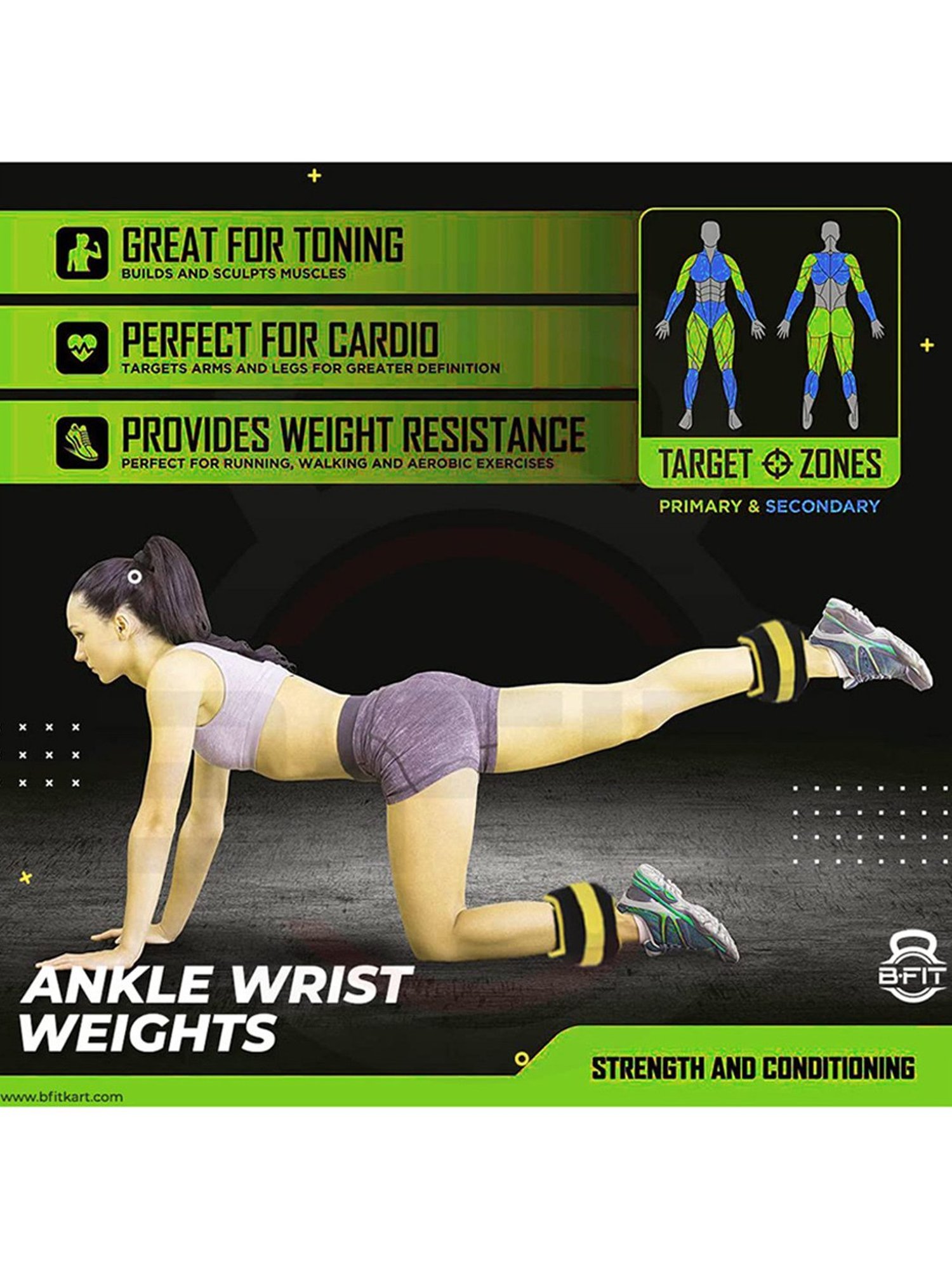 B Fit Fully Adjustable Ankle/Wrist Weight (Black)