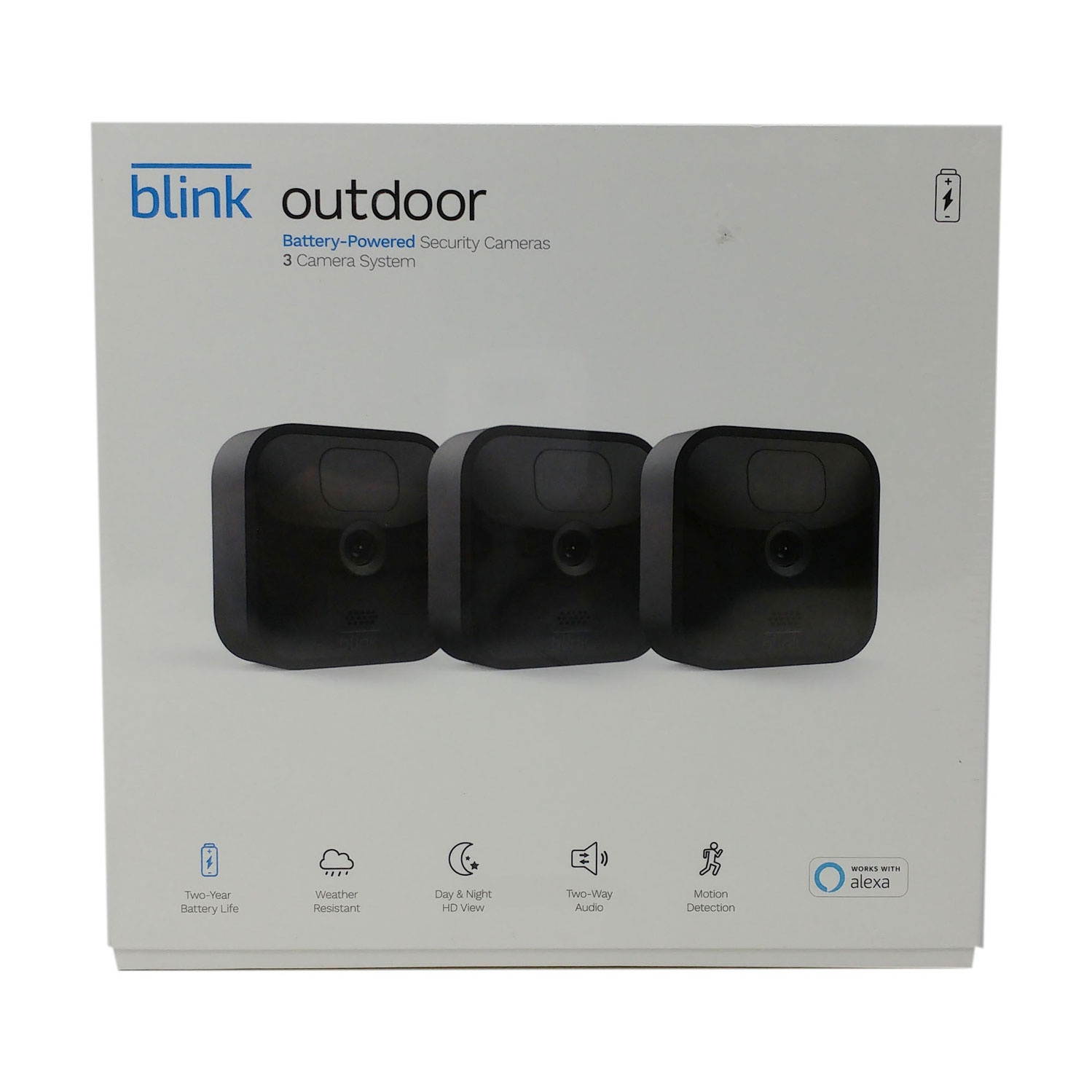 Blink Outdoor 3 Cam Kit Wireless Weather Resistant HD Security Camera with two year Battery Life and Motion Detection - Black
