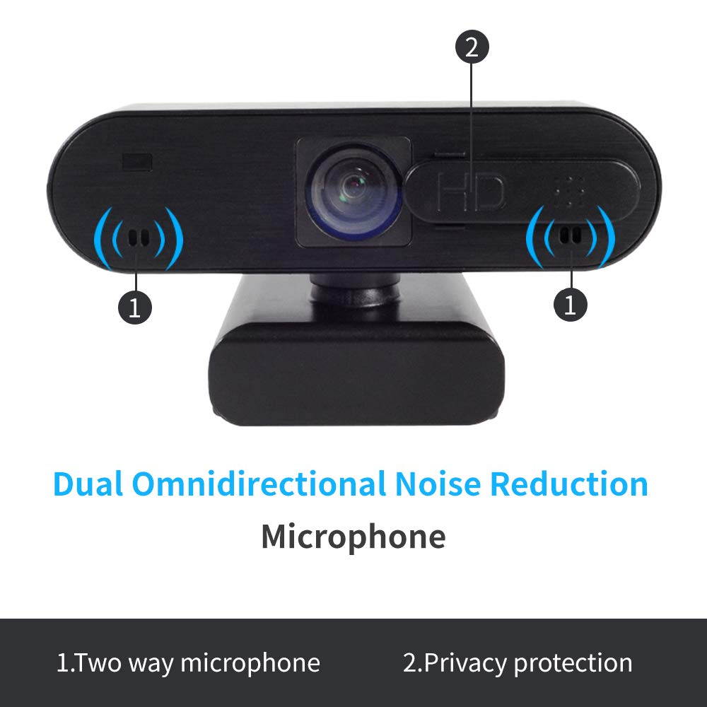 HD Webcam with Microphone for PC 1080p Cover Slider USB Web Camera with Clip on Web Cam Gaming Camera Streaming Webcam for Laptop Computer