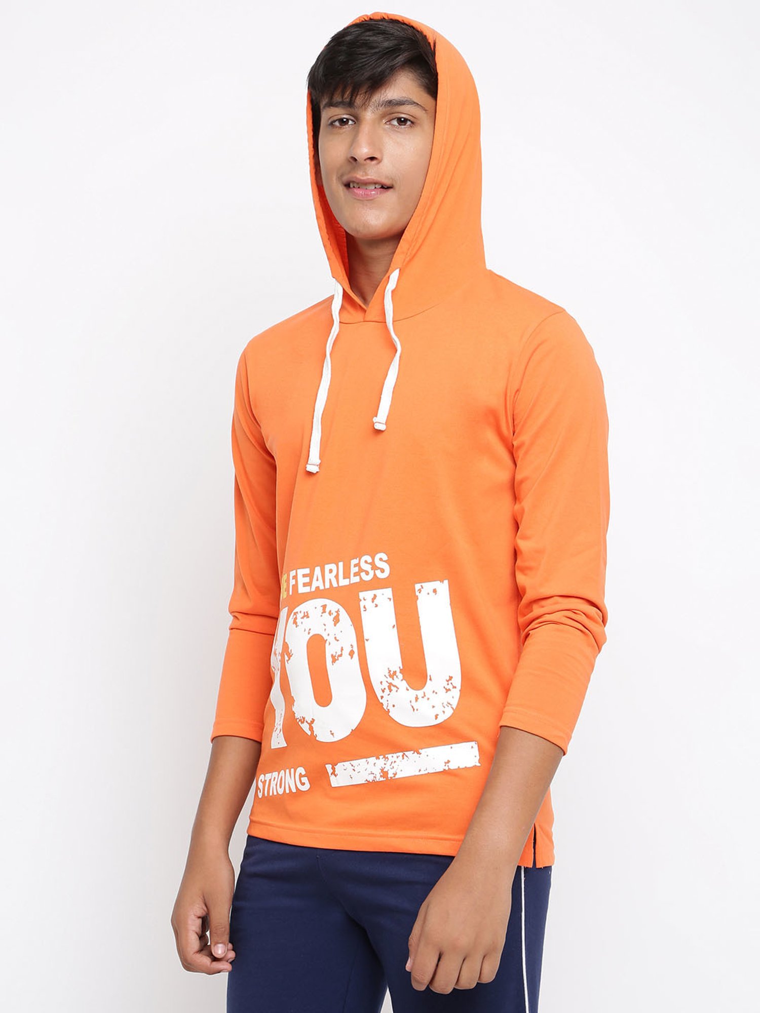 Lil Tomatoes Kids Orange Printed Full Sleeves T-Shirt