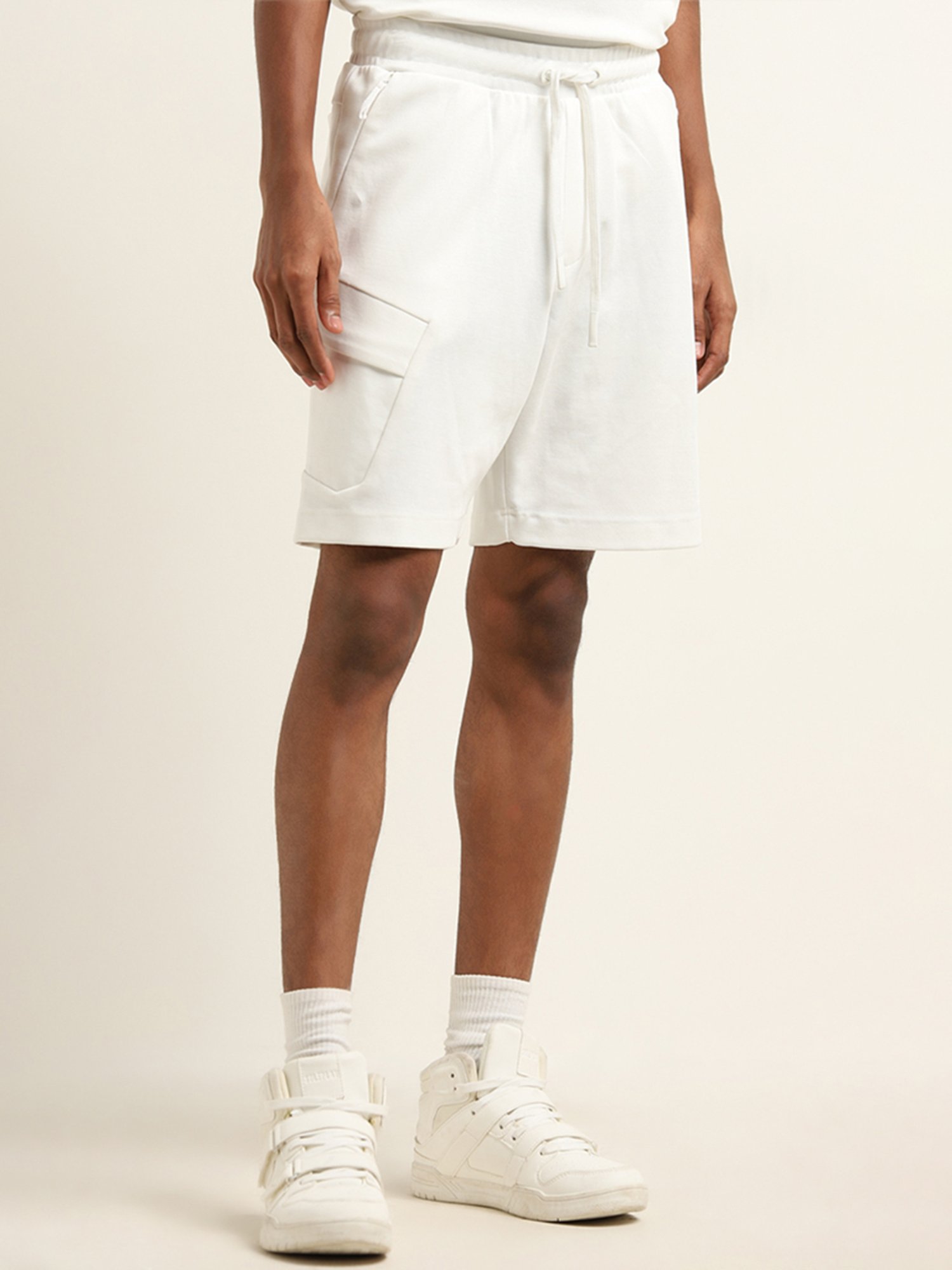 Studiofit by Westside White Relaxed Fit Mid-Rise Shorts