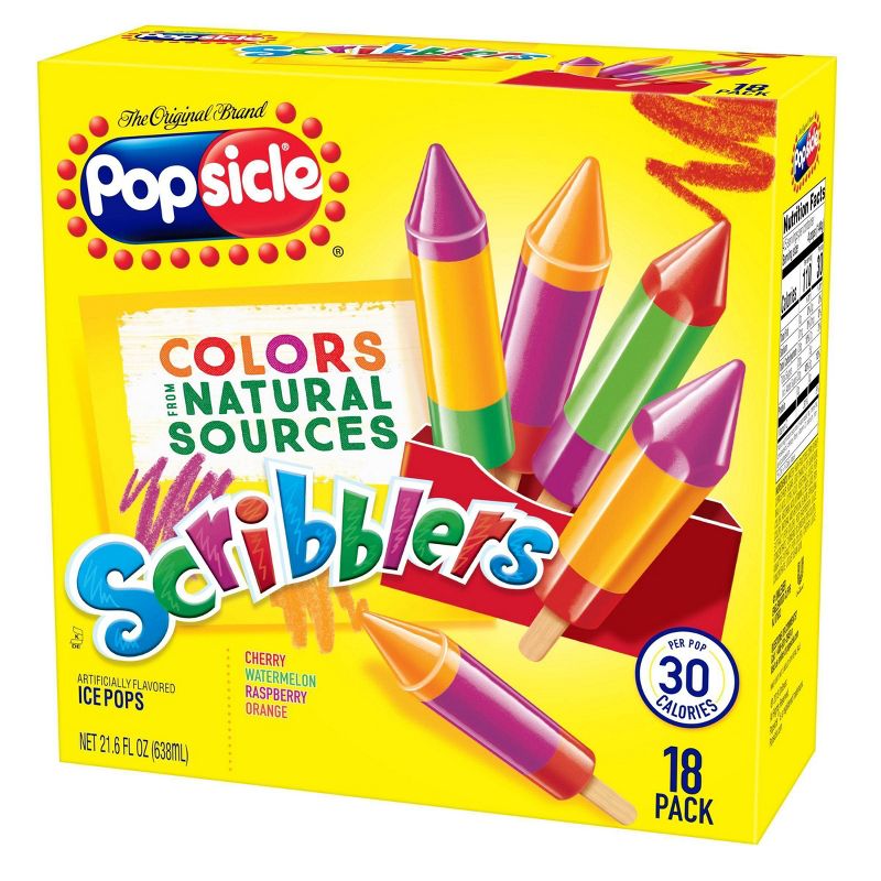 Popsicle Cherry Watermelon Raspberry Orange Scribblers Ice Pops - 18ct