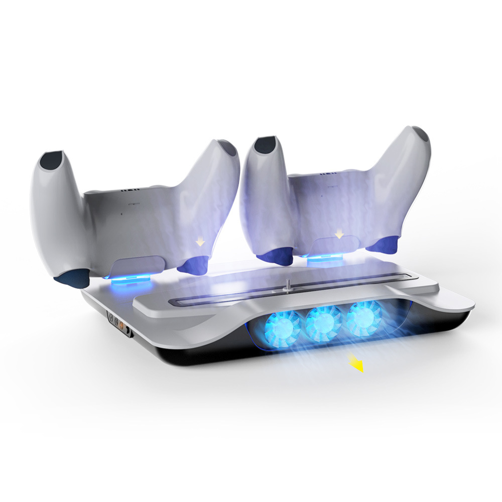 PS5 Multifunctional Cooling Fan Base Bracket PS5 Gamepad Blu-ray Charging Stand -White