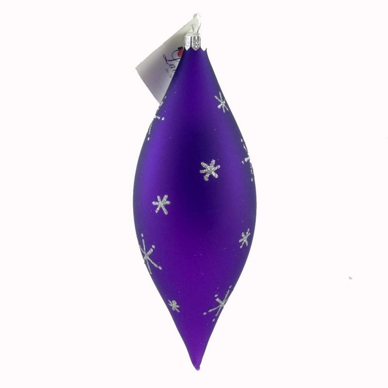 Laved Italian Ornaments Purple Drop With Black Cat Halloween Blown Glass  -  Tree Ornaments