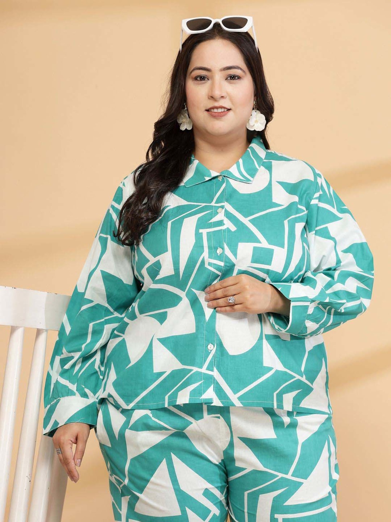 Sringam Blue Cotton Printed Co-Ord Sets