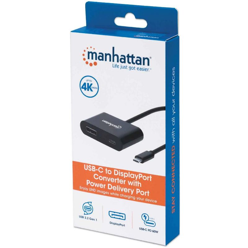 Manhattan USB-C to DisplayPort Converter with Power Delivery Port - 1 x Type C Male USB