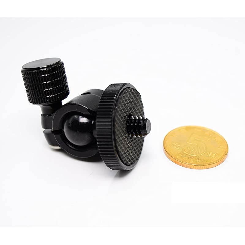 Mini Ballhead Camera Tripod Ball Head Mount and 1/4 to 1/4 Connector (1/4 to 1/4 Connector)