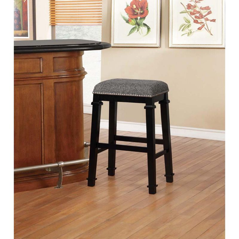 Linon Kyley Black and White Tweed Backless Bar Stool