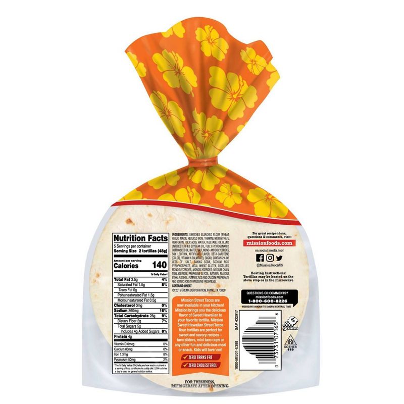 Mission Street Taco Size Hawaiian Tortillas - 10oz/10ct