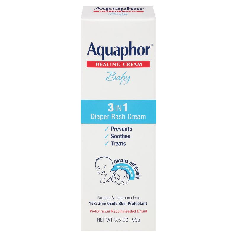 Aquaphor Baby 3-in-1 Diaper Rash Cream - Prevents, Soothes, and Treats - 3.5oz. Tube