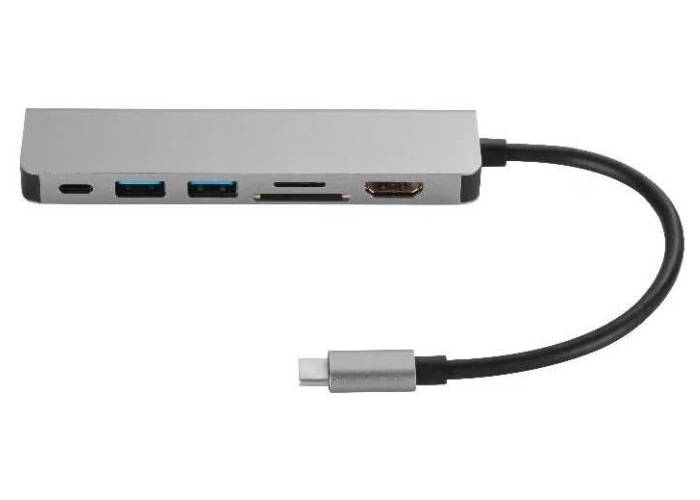 6 in 1 USB C HUB, Type-C to HDMI USB 3.0 SD/TF Card Reader USB-C PD Charger, 4K HDMI, 60W PD Charging, USB Type C Dongle for iPad Pro 2018 / Nintendo Switch / MacBook / Chromebook.