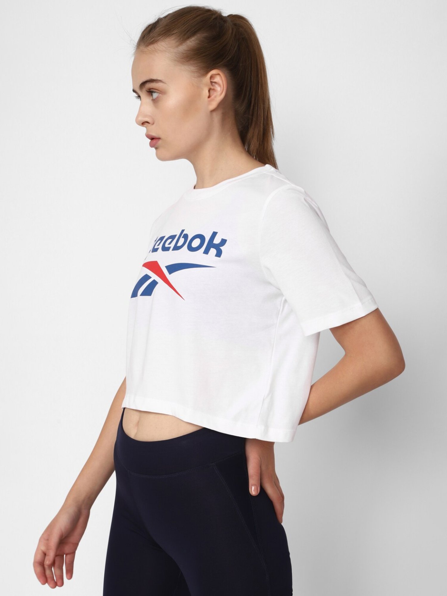 Reebok White Printed Sports T-Shirt