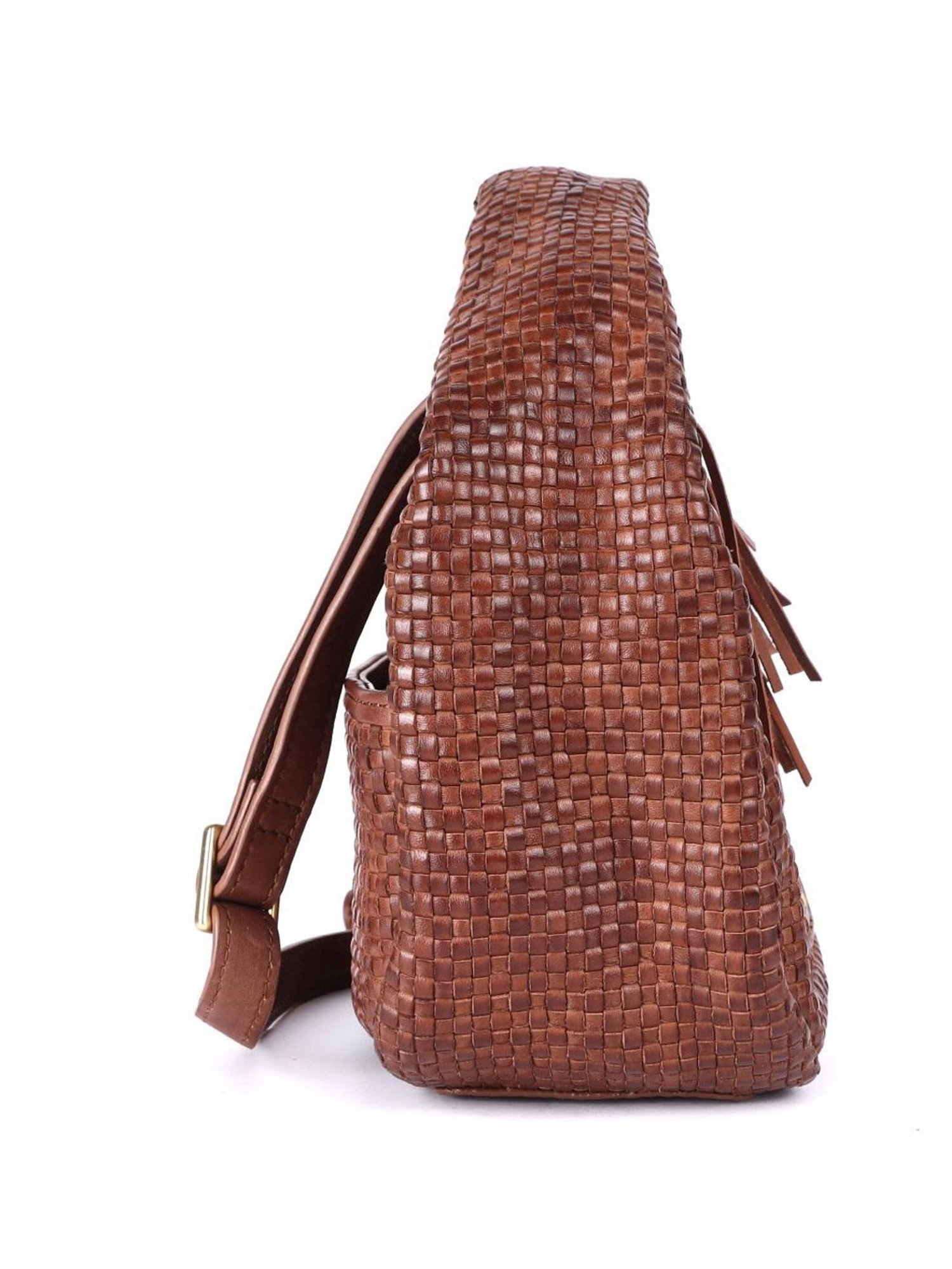 KOMPANERO Amber Cognac Leather Textured Handbag