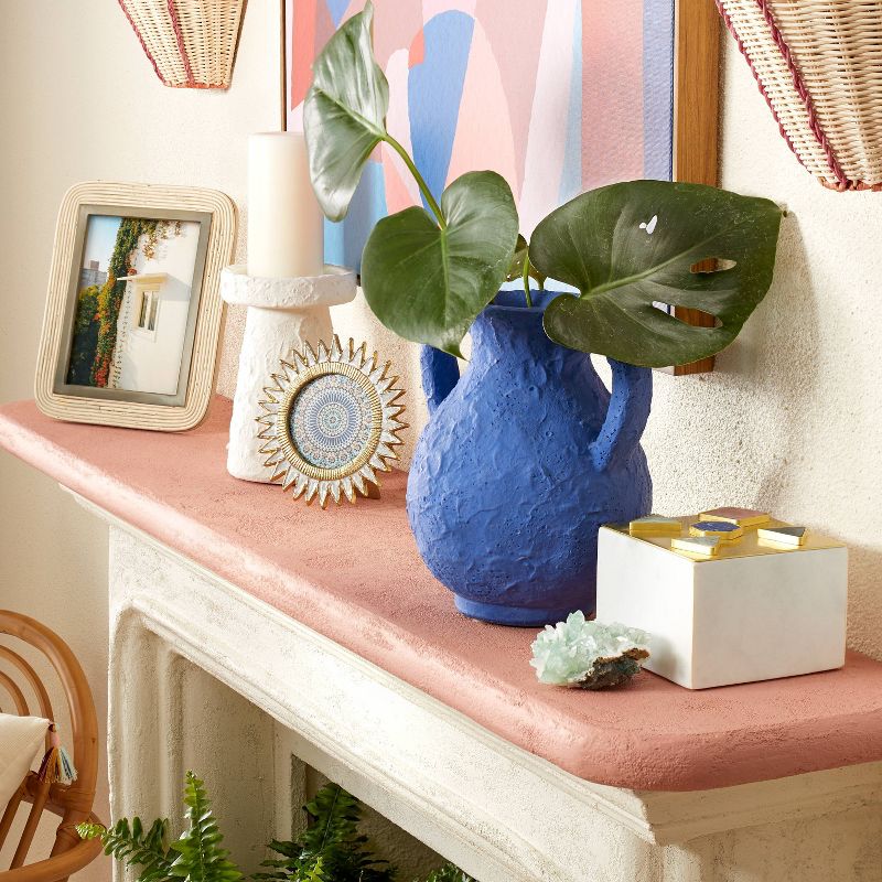 5" x 5" Metal/Marble Box with Gemstones Natural/White - Opalhouse™ designed with Jungalow™