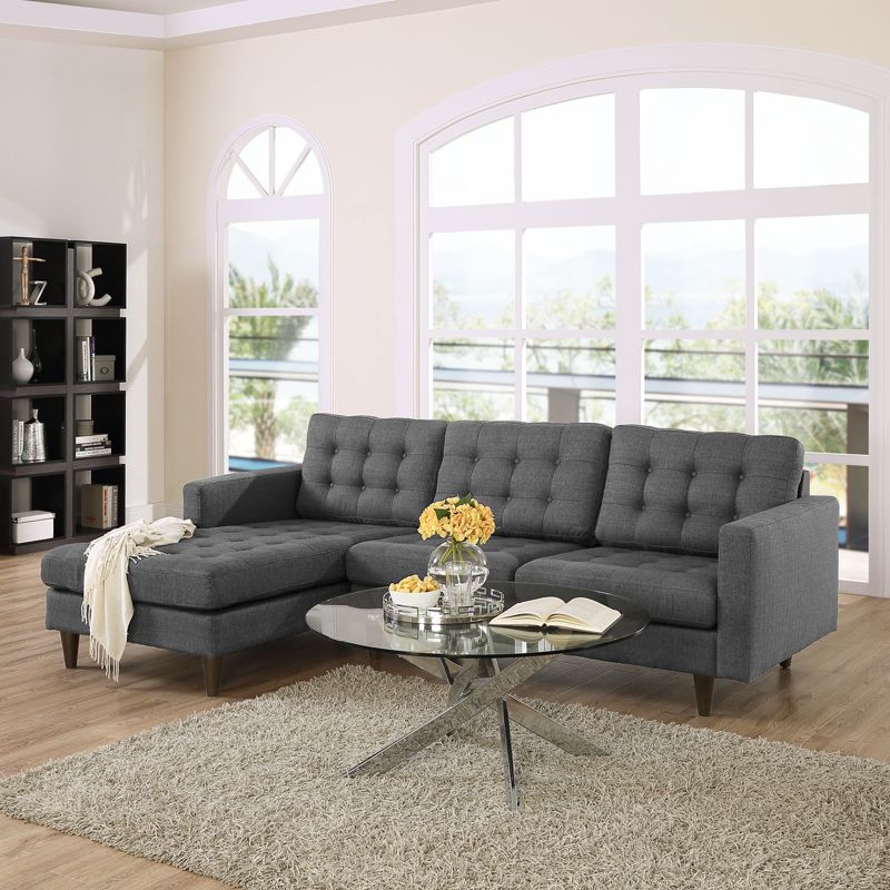 Empress LeftFacing Upholstered Sectional Sofa Gray - Modway