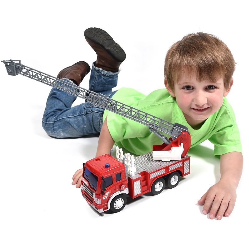 Maxx Action Lights & Sounds Firetruck Vehicle with Extendable Ladder and Friction Motor