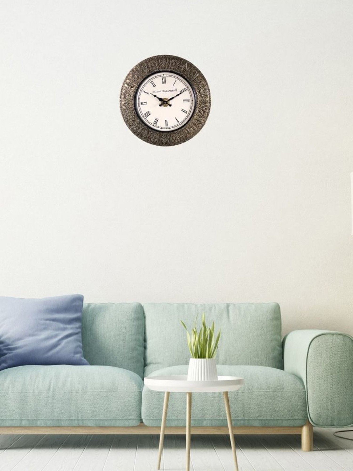 Ancient Clock Makers Round Black & Brass Wood Wall Clock