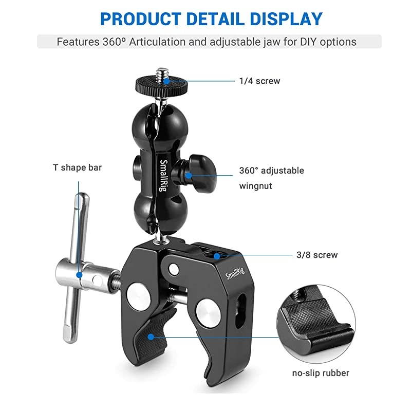 Cool Ballhead Arm Super Clamp Mount MultiFunction Double Ball Adapter with Bottom Clamp for RoninM Ronin MX Freefly MOVI 1138