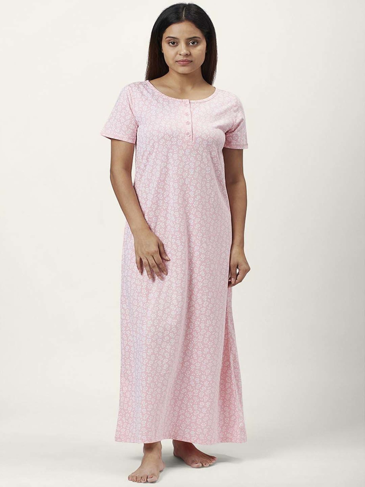 Dreamz by Pantaloons Pink Cotton Printed Nighty
