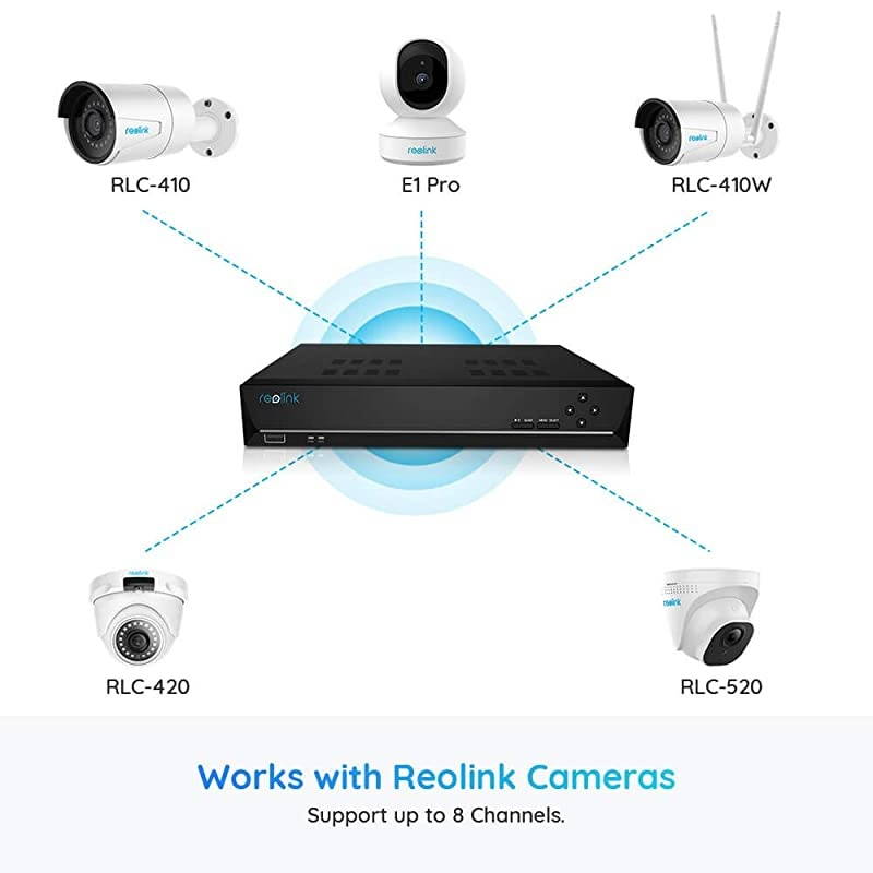 Camera System PoE 4K 8 Channel NVR Kit with 6pcs Bullet 5MP PoE Cameras 2TB Hard Drive Included for 247 Surveillance Home RLK8410B65MP