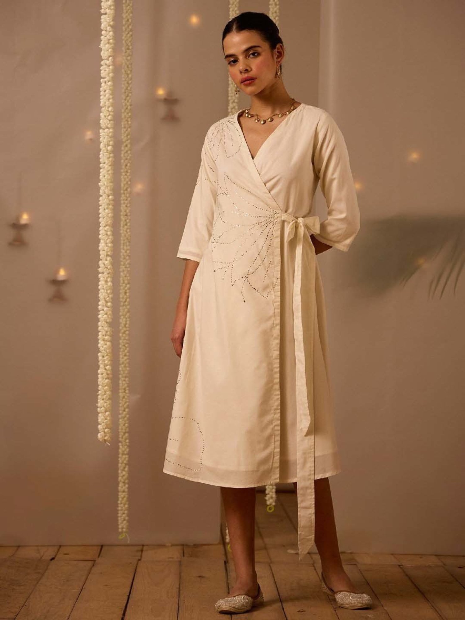 Okhai Off White Embellished Ethnic Dress