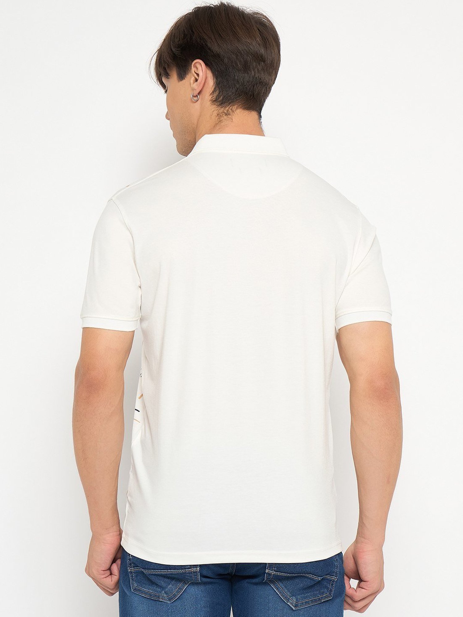 Duke White Slim Fit Printed Polo T-Shirt