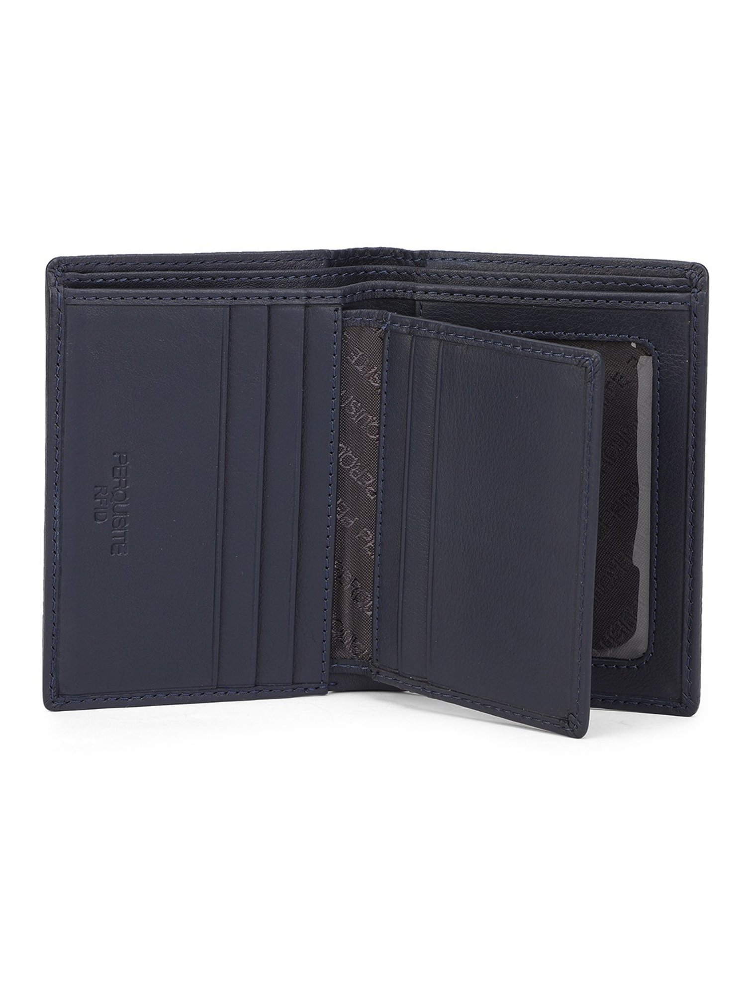 PERQUISITE Navy Casual Leather Bi-Fold Wallet for men