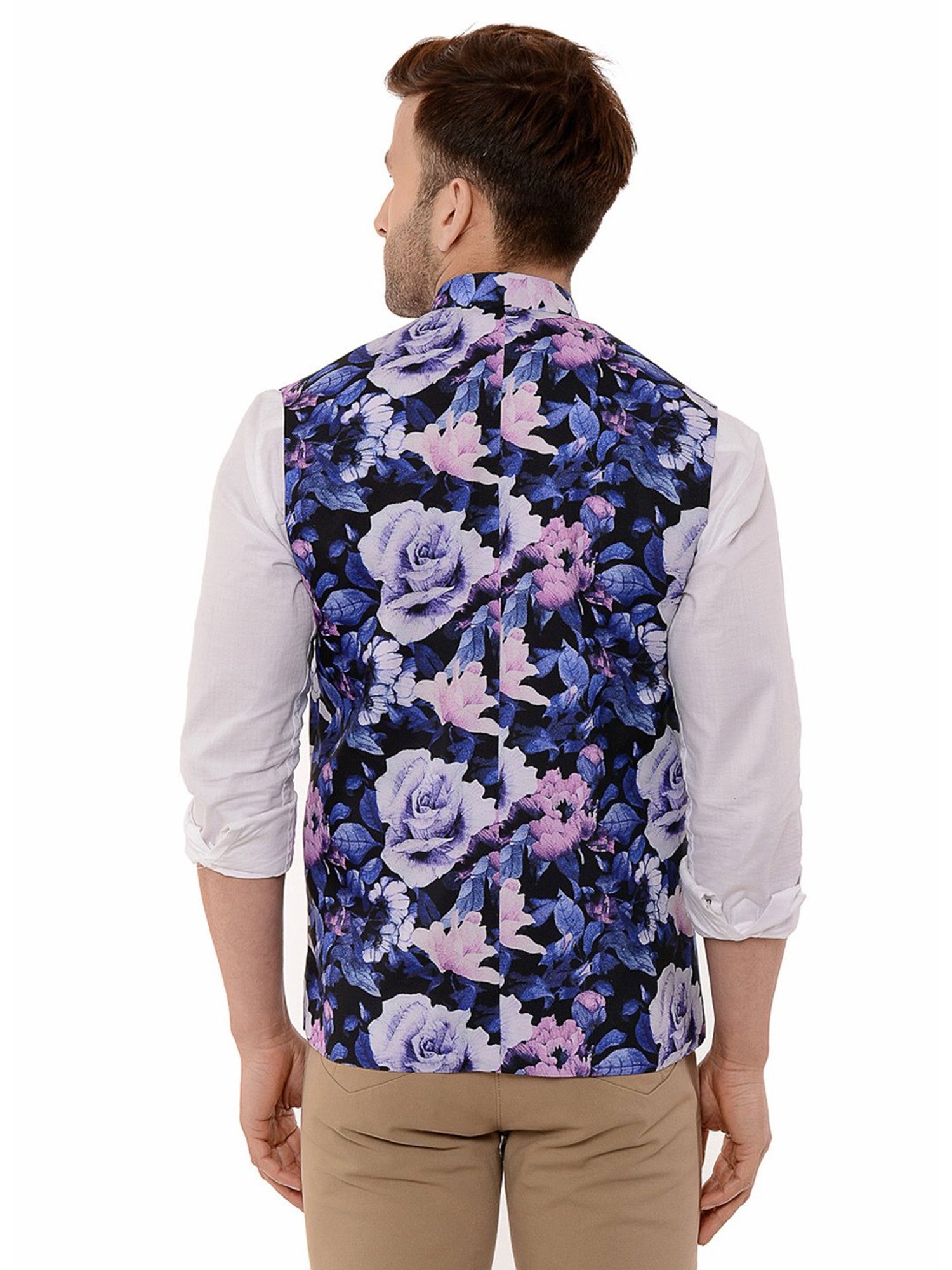 Hangup Plus Multicolor Regular Fit Floral Print Nehru Jacket