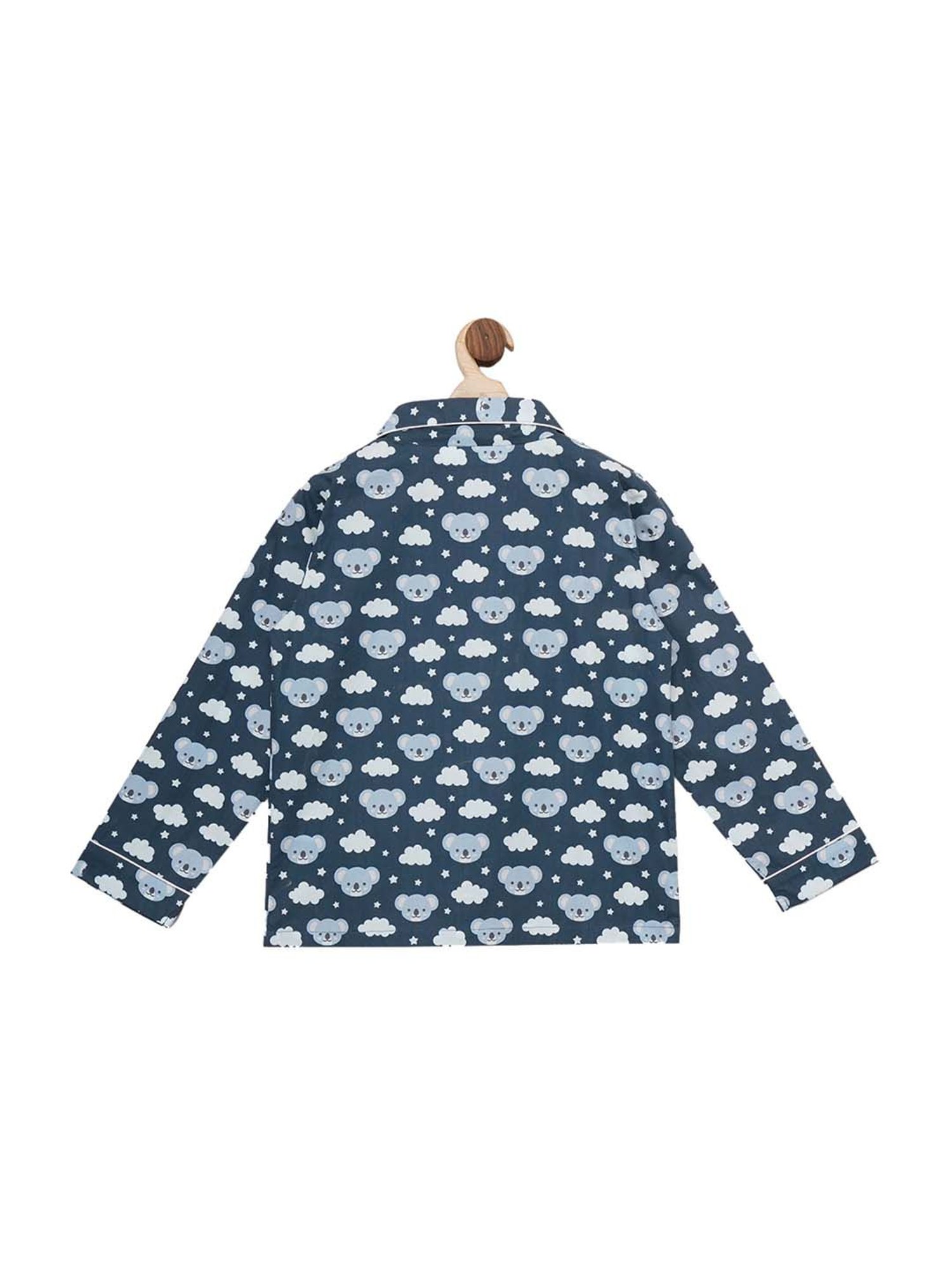 Fluffalump Boys Multicolor Cotton Printed Nightwear Top & Pants Set