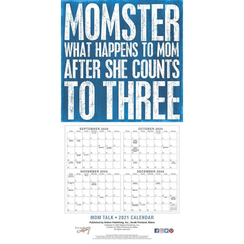 Sellers Publishing 2021 Mom Talk Primitives by Kathy 16-Month Wall Calendar Primitives by Kathy