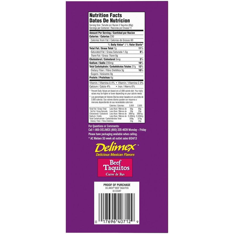 Delimex Beef Frozen Taquitos - 33oz