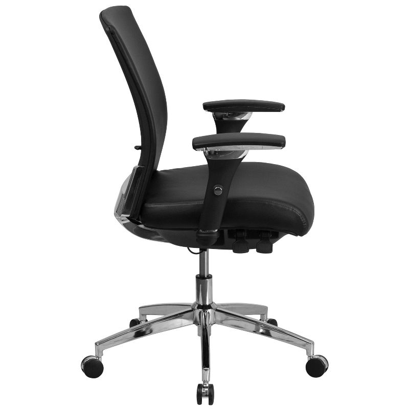 41.75" Leather Multifunction Executive Swivel Ergonomic Office Chair with Seat Slider & Lumbar Black - Riverstone Furniture