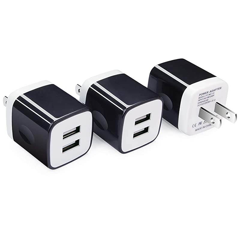 Wall ChargerPhone Charging Block3Pack 21A Dual Port Wall Plug Head Travel Adapter Cube Compatible iPhone 11 Pro Max XS XR X 8 7 6 PlusSamsung Galaxy A11 S20 S20+ S10e S10 S9 Note 10 10+ 9 8
