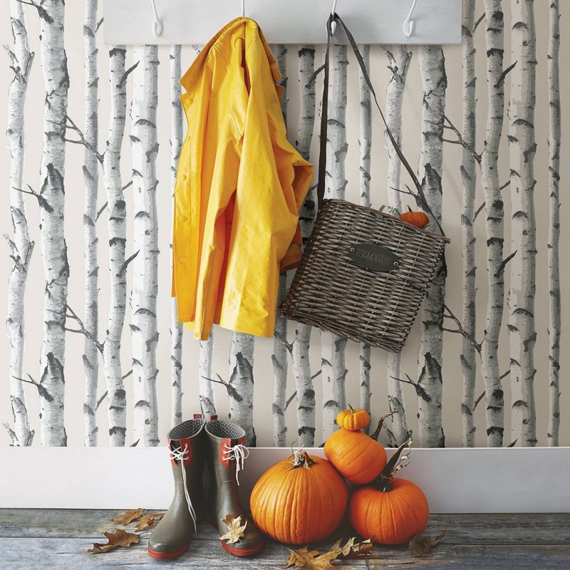 NuWallpaper Birch Tree Peel & Stick Wallpaper White