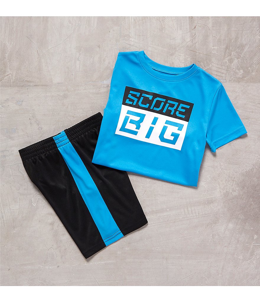 Kinetic by Class Club Little Boys 2T-7 Score Big Performance Screen Tee and Shorts Set
