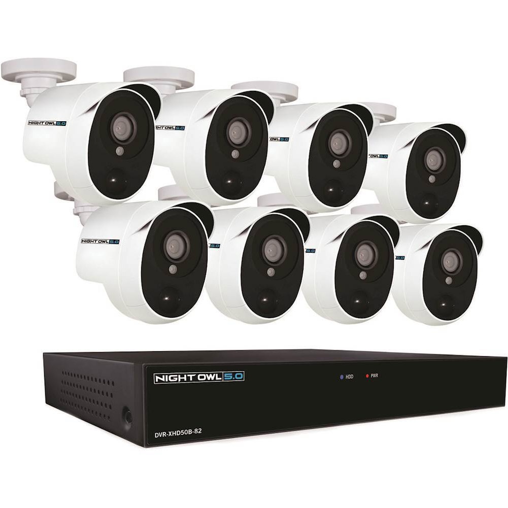 Night Owl XHD502-88P-B 8 Channel 5MP Extreme HD Video Security DVR & Wired Infrared Cameras with 2 TB HDD, White