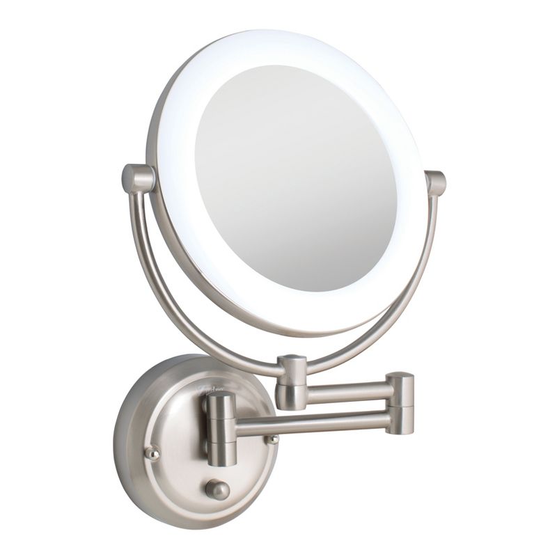 Zadro Fluorescent Lighted Wall-Mount Mirror, Infinity Dimmer, Hardwire, 10X / 1X Power - Satin Nickel