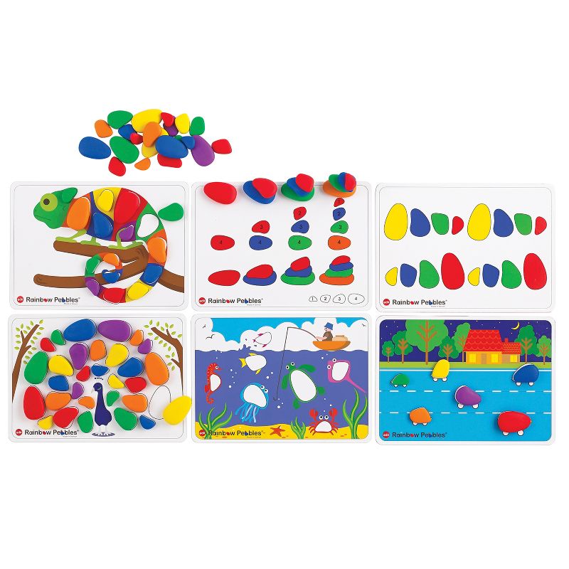 Rainbow Pebbles Activity Set - 48 Pebbles and Fill-In Activity Cards