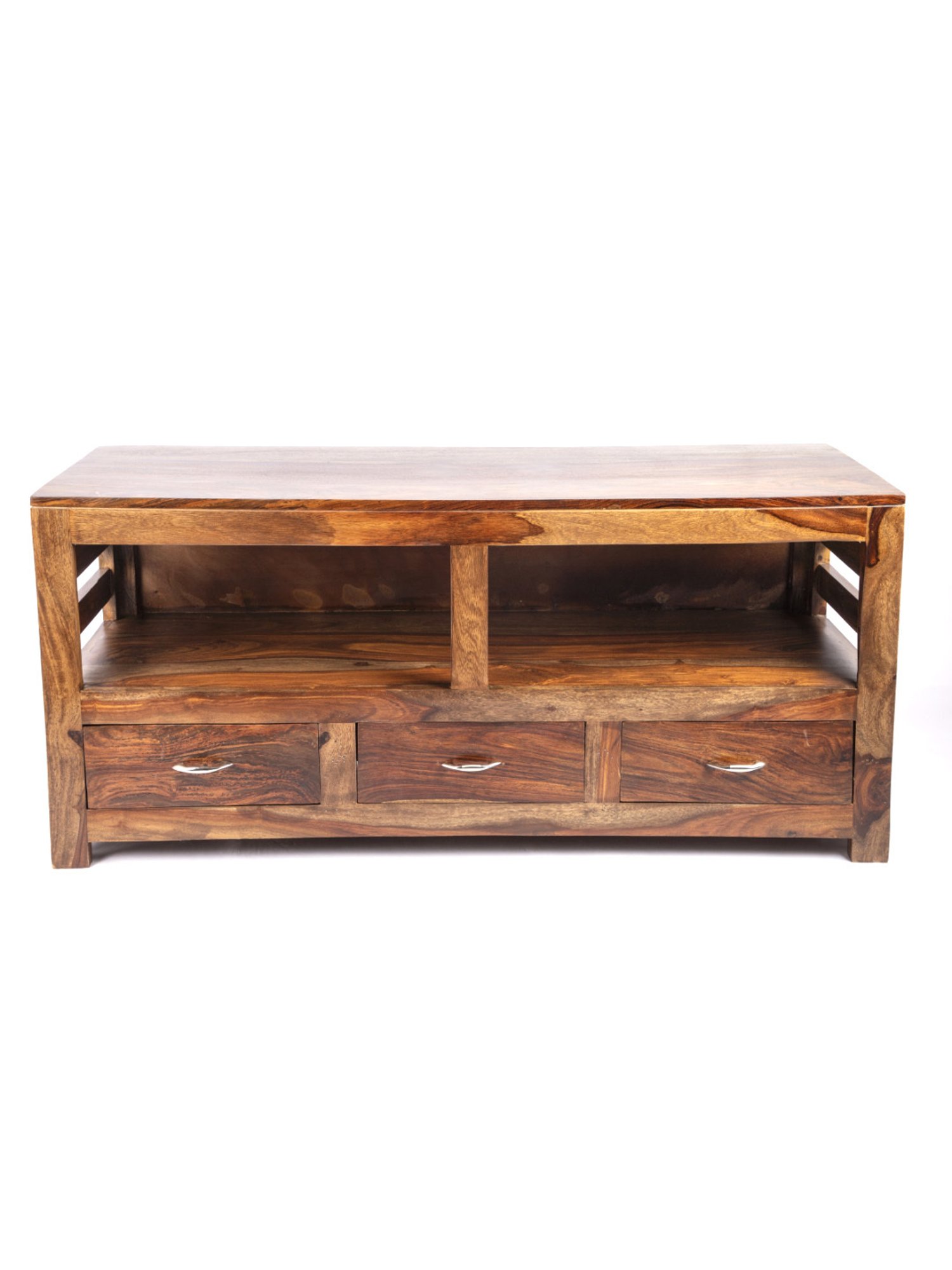 Ikiriya Allen Solid Brown Wood Console Table Teak Finish