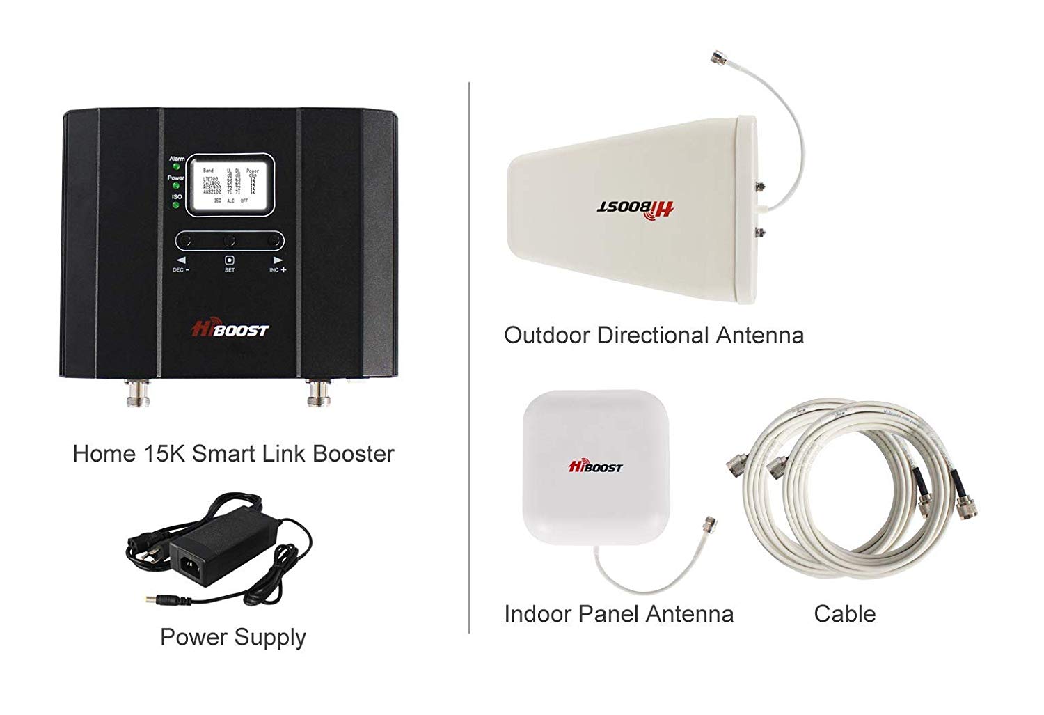 HiBoost Home 15K Smart Link Cell Phone Signal Booster - Coverage upto 15000 sq ft. - F20G-5S-BTW