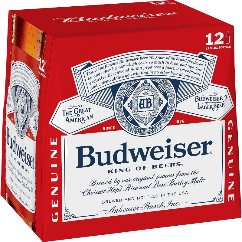 Budweiser Lager Beer - 12pk/12 fl oz Bottles