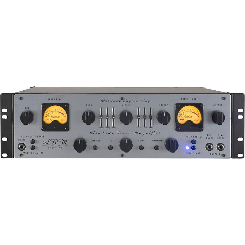 Ashdown ABM600 Dual VU Meter 600W Tube Hybrid Bass Amp Head Gray and Black