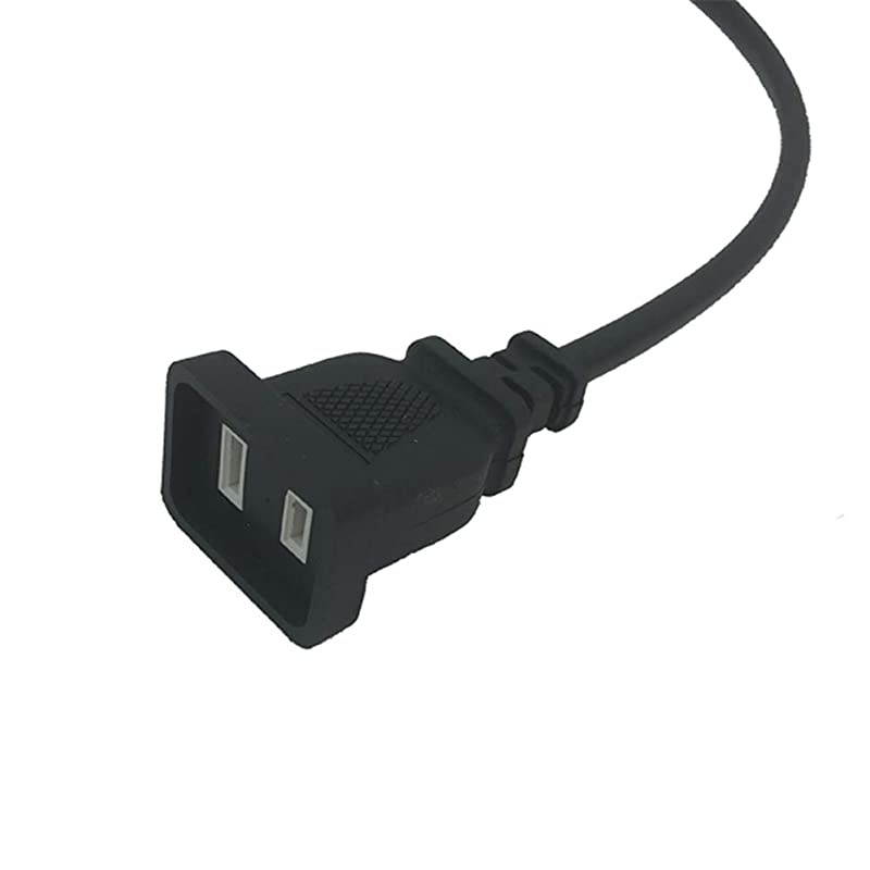 1FT03M AC Power 2 Prong Extension Cord Cable  US Black Short Power Extension Cord Male to Female for NEMA 115P to NEMA 115R 1Pack