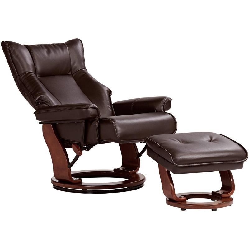 BenchMaster Morgan Java Faux Leather Ottoman and Swiveling Recliner