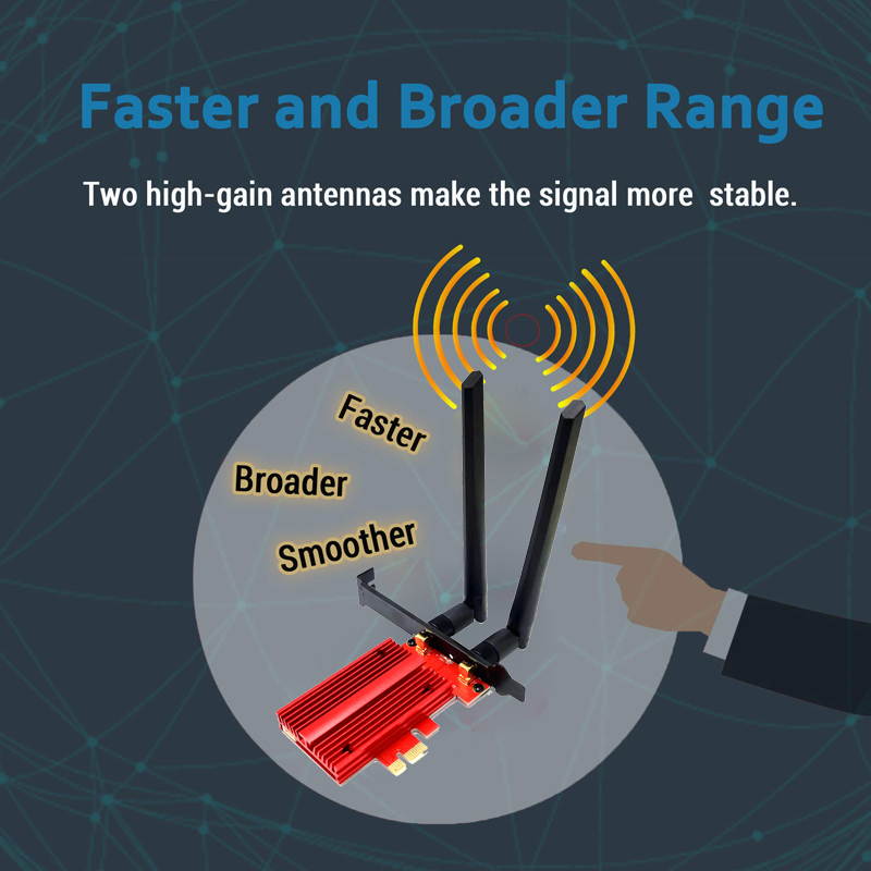 WiFi 6E 5400Mbps AX210 Wireless PCIe Card, Updated to 6G/5.8G/2.4GHz Tri-Band, Bluetooth 5.2, 802.11AX Internal Network Adapter for PC with MU-MIMO, Ultra-Low Latency, Support Windows10(64bit)