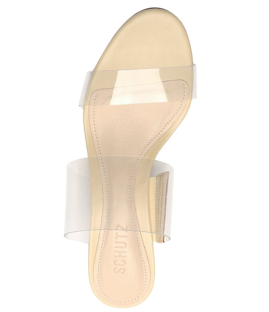 Schutz Victorie Clear Vinyl Block Heel Slides